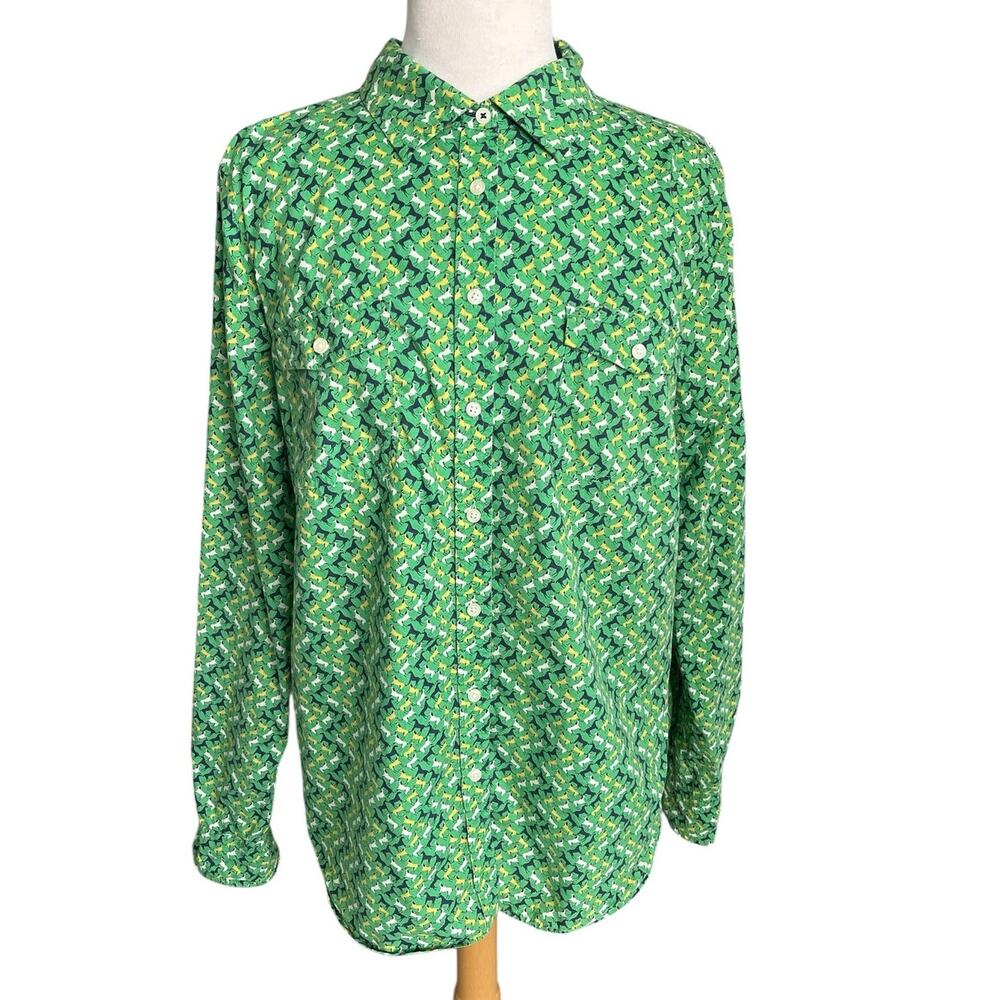 Talbots Novelty Horse Equestrian Shirt Long Sleeves Buttons Pockets Cotton 14